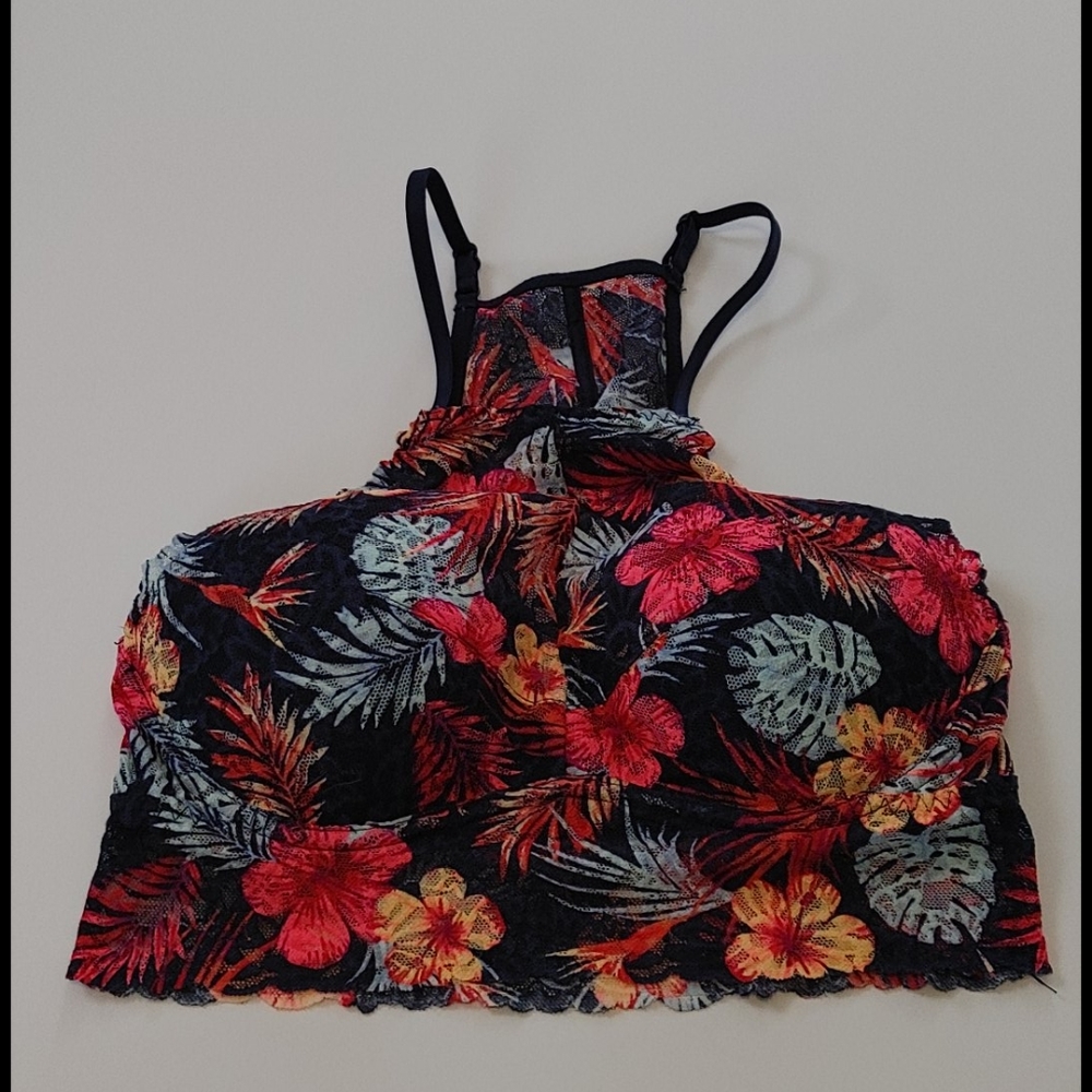 PINK tropical lace bralette size S